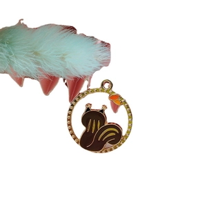 Hollow squirrel and acorn enamel pendant charm for DIY jewelry necklaces and earrings