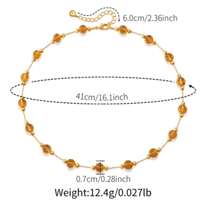 Detail view of pearl necklace dimensions: 41cm length with 6cm extension chain