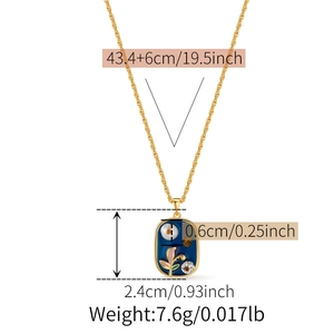 Detailed specs of tulip necklace with pearl enamel pendant and twisted gold rope chain