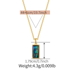 Detailed view of irregular shell pendant necklace with 44+6cm chain length dimensions