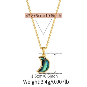Detailed size specifications for the bohemian crescent moon shell pendant necklace