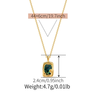 Detail view of heart heart flower necklace showing 44+6cm chain length and weight info