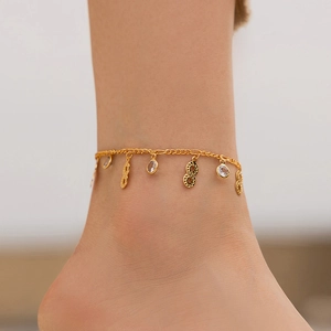 Elegant 18K gold plated anklet featuring infinity charms and sparkling zircon stones