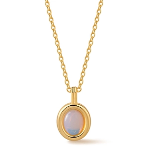 Vintage style 18K gold plated tiger eye stone pendant necklace with thin chain for women