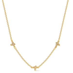 Elegant gold necklace featuring three butterfly pendants with sparkling cubic zirconia stones