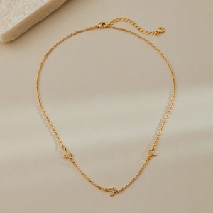 18K gold plated butterfly necklace featuring sparkling zircon accents for women