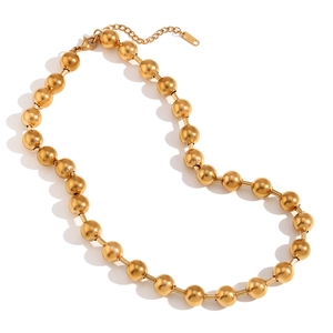 Collier ras du cou moderne en acier inoxydable plaqué or 18 carats avec billes