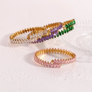 Marquise cut zircon stones set in luxury gold-plated wrap bracelets in vibrant colors