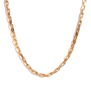 Minimalist gold-plated stainless steel rectangle link body chain in high-gloss finish