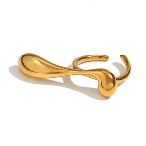 Unregelmäßiger Ring im Liquid-Metal-Stil aus 18K vergoldetem Edelstahl für Damen