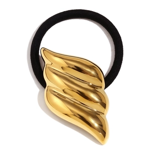 Minimalist 18K gold plated butterfly wing hair tie with elastic band and metallic finish