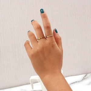 Elegant 18K gold plated stainless steel rings set with sparkling zircon stones for women