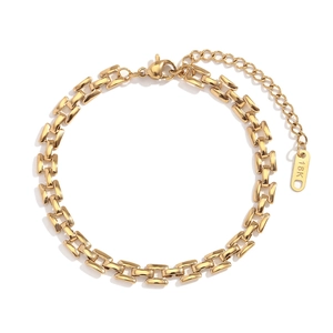 Minimalist 18K gold plated stainless steel industrial chain bracelet for women