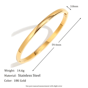 Minimalistischer, 18 Karat vergoldeter Edelstahl-Armreif mit 4 mm Breite und Politur