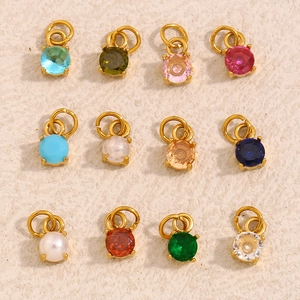 Mini ciondoli in acciaio inossidabile placcato oro 18K con pietre per gioielli DIY