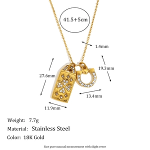 Detailed specs of 18K gold plated clover and horseshoe pendant necklace dimensions