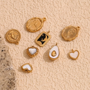 Edelstahl Anhänger 18K Vergoldet Herz Avocado Blume Charms Für DIY Halsketten Herstellung Vintage Stil Zubehör