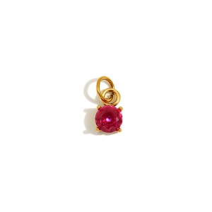 Minimalist 18K gold plated stainless steel pendant with round red gemstone inlay