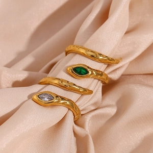 Minimalist Fashion Snake Geometric Stainless Steel 18k Gold Plated Rings
