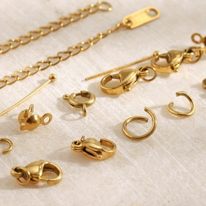 Cierres de langosta y anillas de acero chapado en oro 18K para joyería artesanal