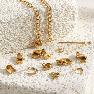 Cierres de langosta y anillas de acero inoxidable chapado en oro 18K para joyas DIY