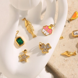 18K gold plated stainless steel DIY charms including sea horse and star for jewelry making