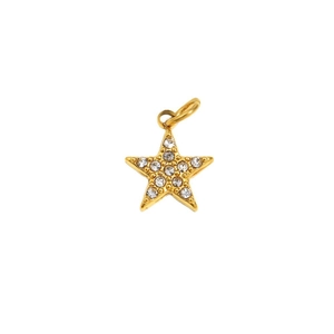 Sparkling 18K gold plated stainless steel star pendant with pavé cubic zirconia
