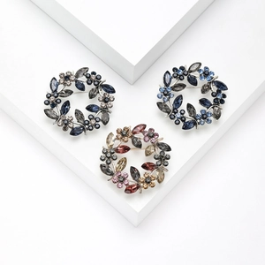 Broche Couronne de Branche d'Olivier en Alliage Vintage avec Strass pour Femme Épingles de Corsage Fleur pour Mariage Fête Accessoires de Mode