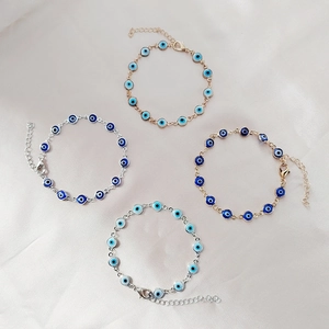 Bracciale Malocchio in Lega Vintage Nazar Amuleto Portafortuna Turco Regolabile Placcato Oro Argento Bracciale per Donna Gioielli