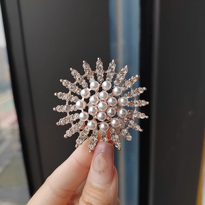 Sonnenblume Kunstperle Strass Brosche Roségold Legierung Anstecknadel Für Damen Anzug Mantel Hochzeit Bankett Schmuck Zubehör