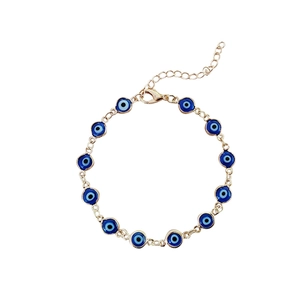 Bracciale a catena dorata regolabile con perline blu Malocchio per donne e ragazze
