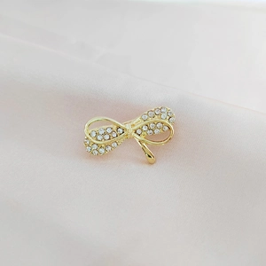 Elegant Gold Alloy Bow Brooch For Women With Sparkling Rhinestone Inlaid Korean Style Decorative Clothing Pin Jewelry Gift