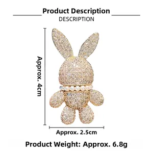 Spécifications de taille détaillées pour la broche lapin en zircone avec perles