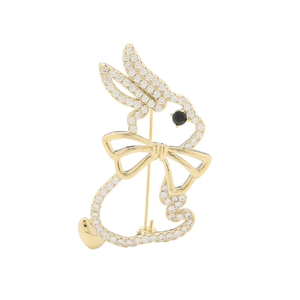 Charmante broche lapin avec cristaux étincelants et finition dorée pour le Nouvel An
