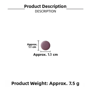 Detail view of 1.1cm purple round magnetic scarf buckle showing weight and diameter