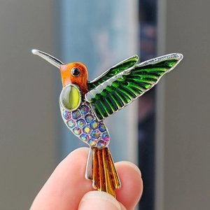 Eleganter Legierung Emaille Kolibri Brosche Mit Funkelnden Strasssteinen Und Katzenaugenstein Für Damen Mode Tier Brosche Schmuck