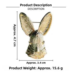 Detailed size specifications for the cute bunny brooch with dimensions 4.7cm by 3.4cm