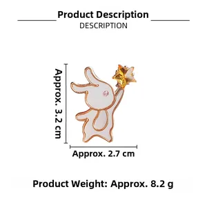 Detailed size specifications for the cute bunny brooch with star and enamel details