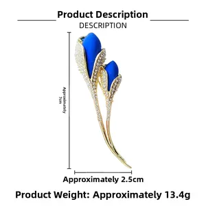 Détails de la broche tulipe avec dimensions 7x2,5cm et spécifications de poids de 13,4g