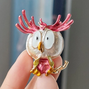 Cartoon Owl Enamel Alloy Brooch Vintage Animal Bird Lapel Pin For Coat Clothing Accessories Cute Gift For Men Women