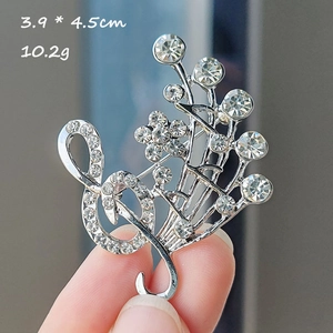 Creative Musical Note Violin Brooch Alloy Rhinestone Music Symbol Breastpin Fashion Jewelry For Suits Cardigans Accessories