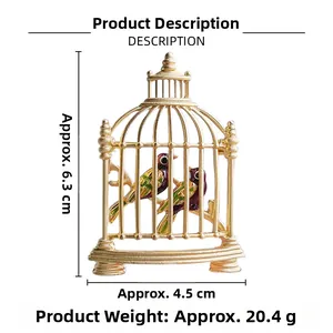Detail view of birdcage brooch showing size 6.3cm height and 20.4g weight specifications