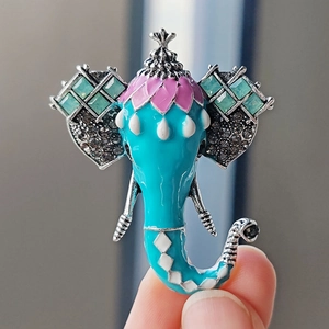 Broche De Elefante Vintage Creativo Para Mujer Alfiler De Animal De Aleación Y Esmalte Con Strass Accesorios De Traje Exótico