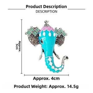 Detalle de broche de elefante estilo tailandés con dimensiones de aprox 5cm x 4cm