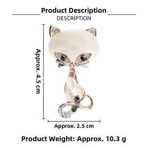 Detailed size specifications for the opal cat brooch with dimensions and weight info