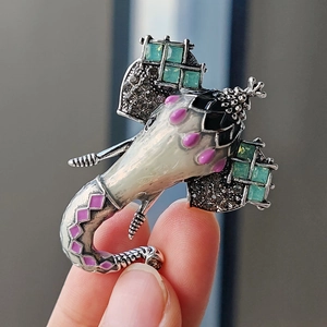 Broche de elefante vintage con cristal verde y esmalte para accesorios de moda mujer