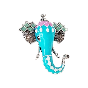 Broche de elefante estilo tailandés con esmalte colorido y cristales para chaquetas