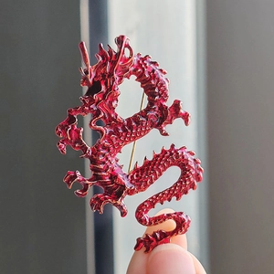 Vintage Chinese Dragon Brooch Pin Alloy Enamel Zodiac Animal Breastpin For Men Women Fashion Jewelry Accessories Gift