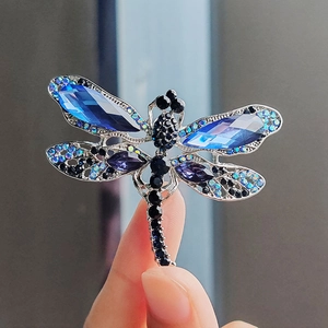 Spilla a Forma di Libellula in Lega di Lusso Vintage Con Strass Cristallo Animale per Donna Moda Gioielli Clip Sciarpa