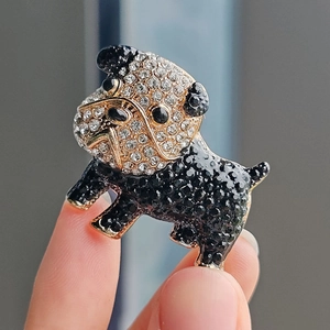Luxe Legering Strass Franse Bulldog Broche Voor Dames Heren Schattige Hond Vorm Dier Reversspeld Sieraden Goud Kleding Accessoires